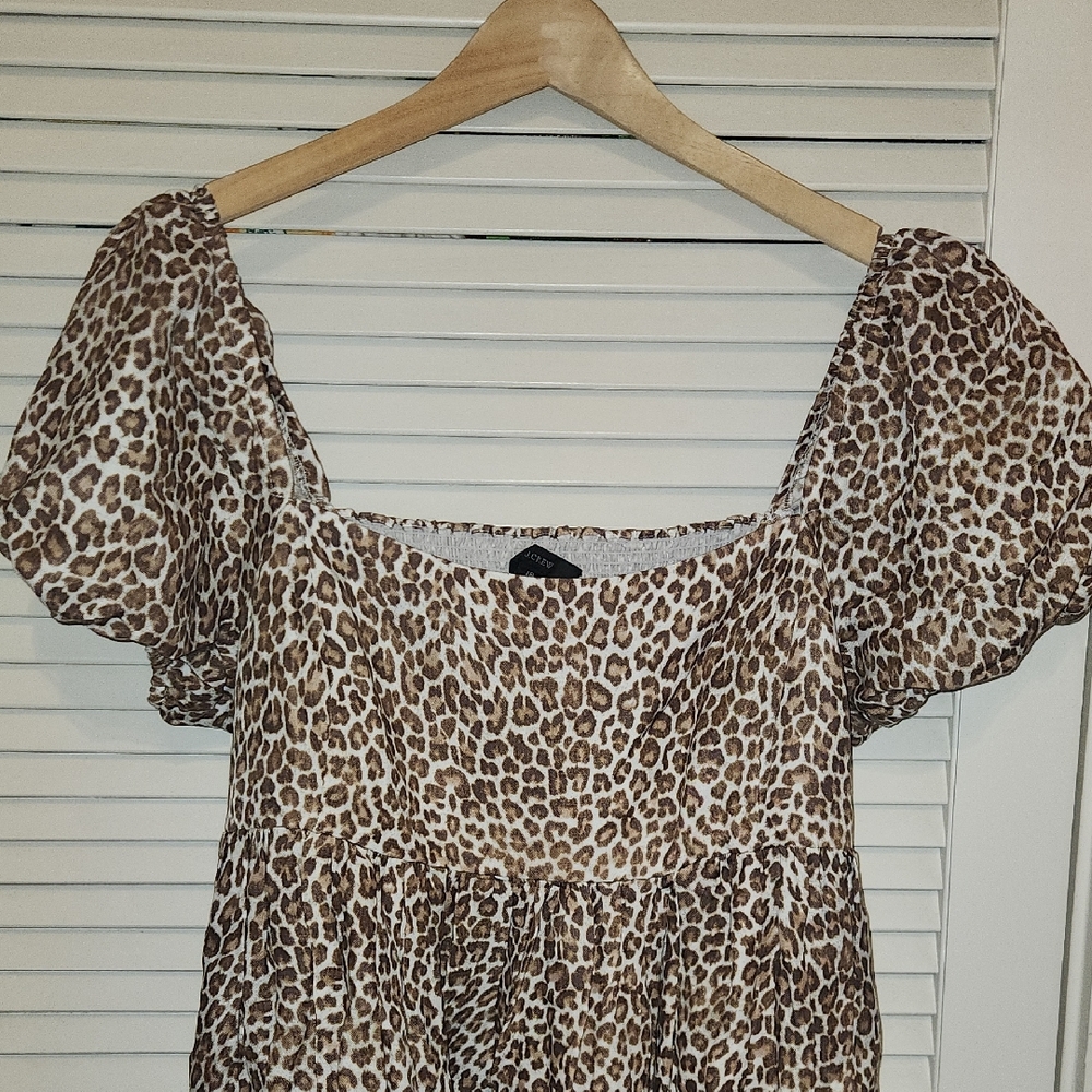 Babydoll Leopard Print Puff Sleeve Dress